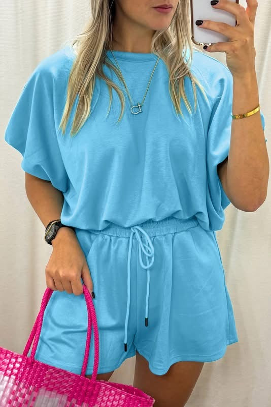 Bubble Top Short Set - Blue