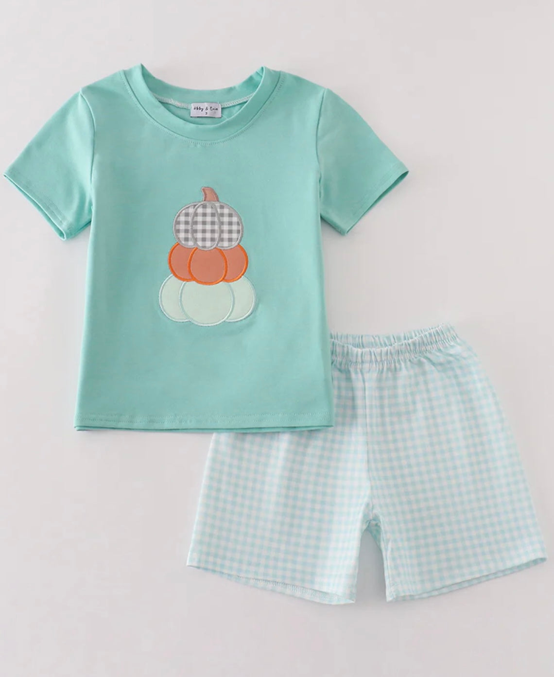 Turquoise Plaid Pumpkin Trio Set - 12M & 2T ONLY