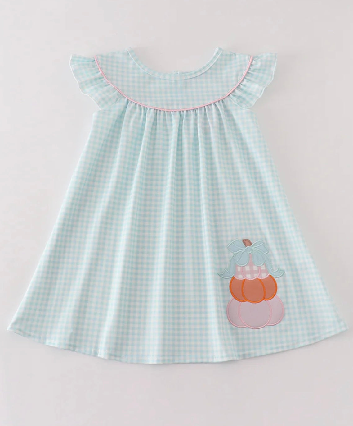 Turquoise Plaid Pumpkin Trio Dress - 12M, 6, 7 ONLY
