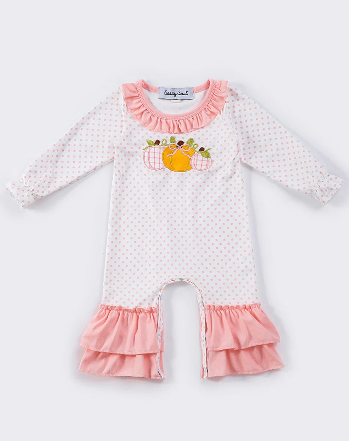 Bitty Dot Pumpkin Trio Romper - 12M and 24M ONLY