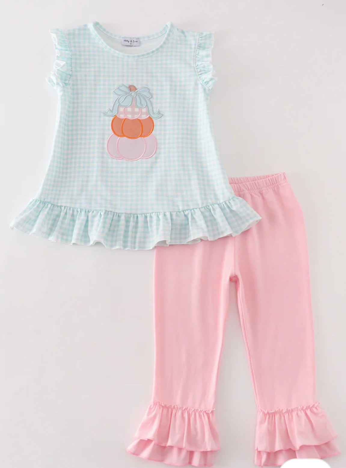 Turquoise Plaid Pumpkin Trio Set - SIZE 7 ONLY
