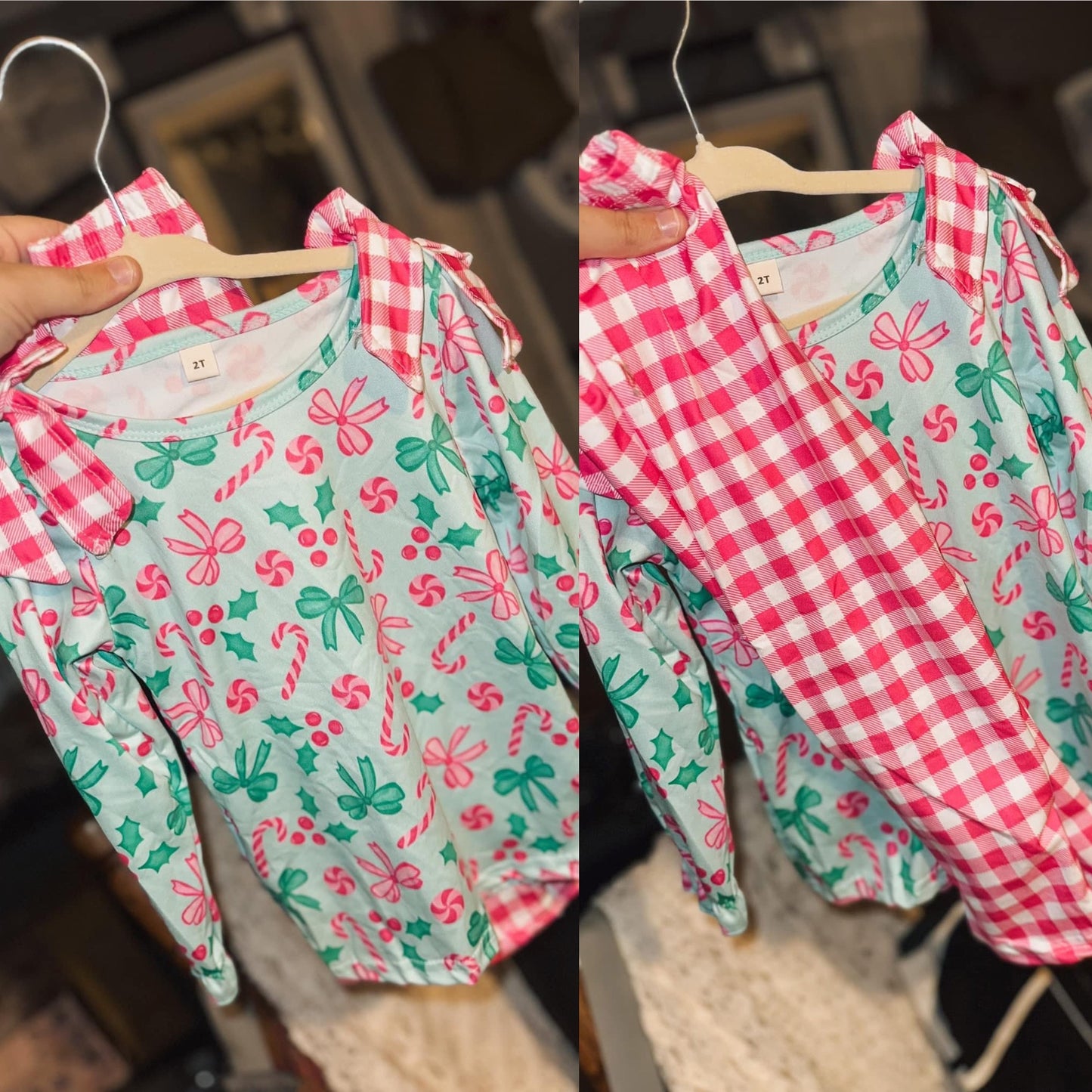 Candy Cane + Bow Legging Set - 2T ONLY