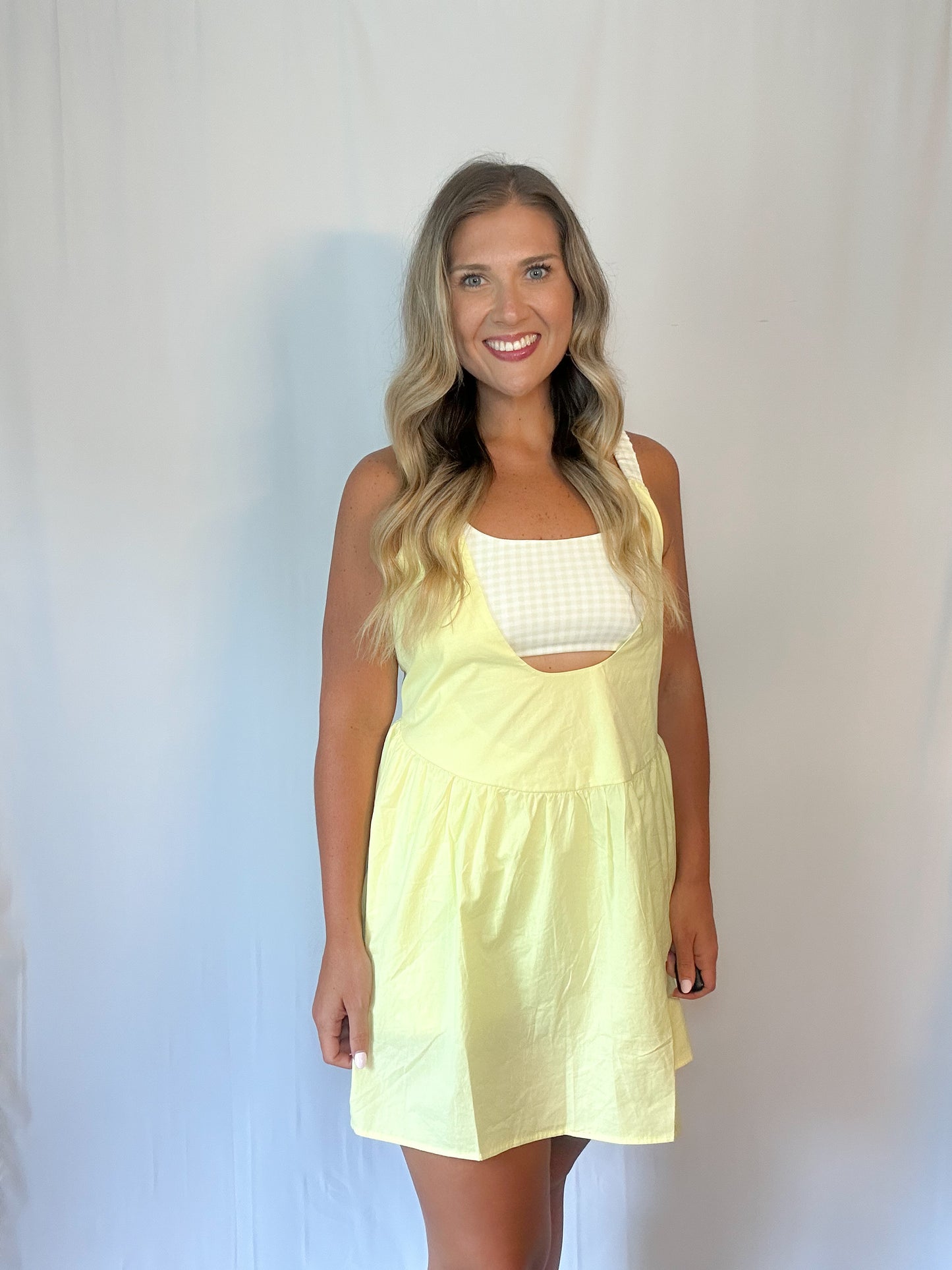 Gingham Mini Dress - Yellow