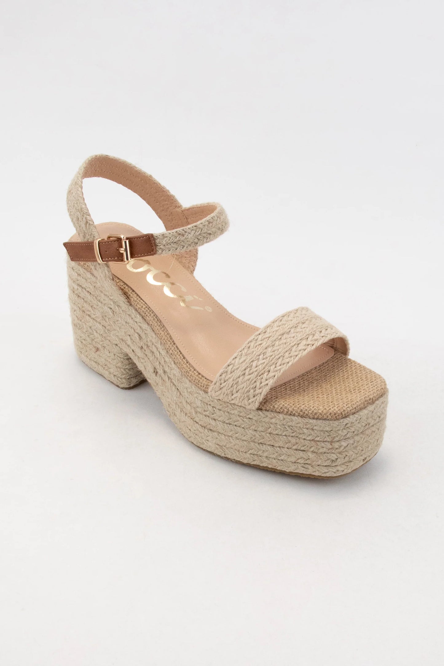 Rima Square Toe Platform Sandal - Natural