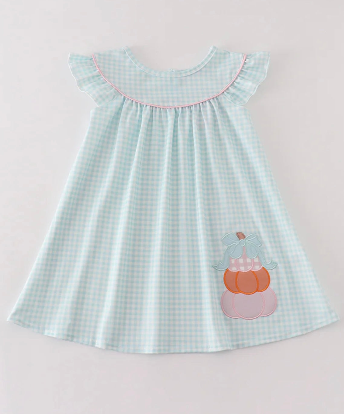 Turquoise Plaid Pumpkin Trio Dress