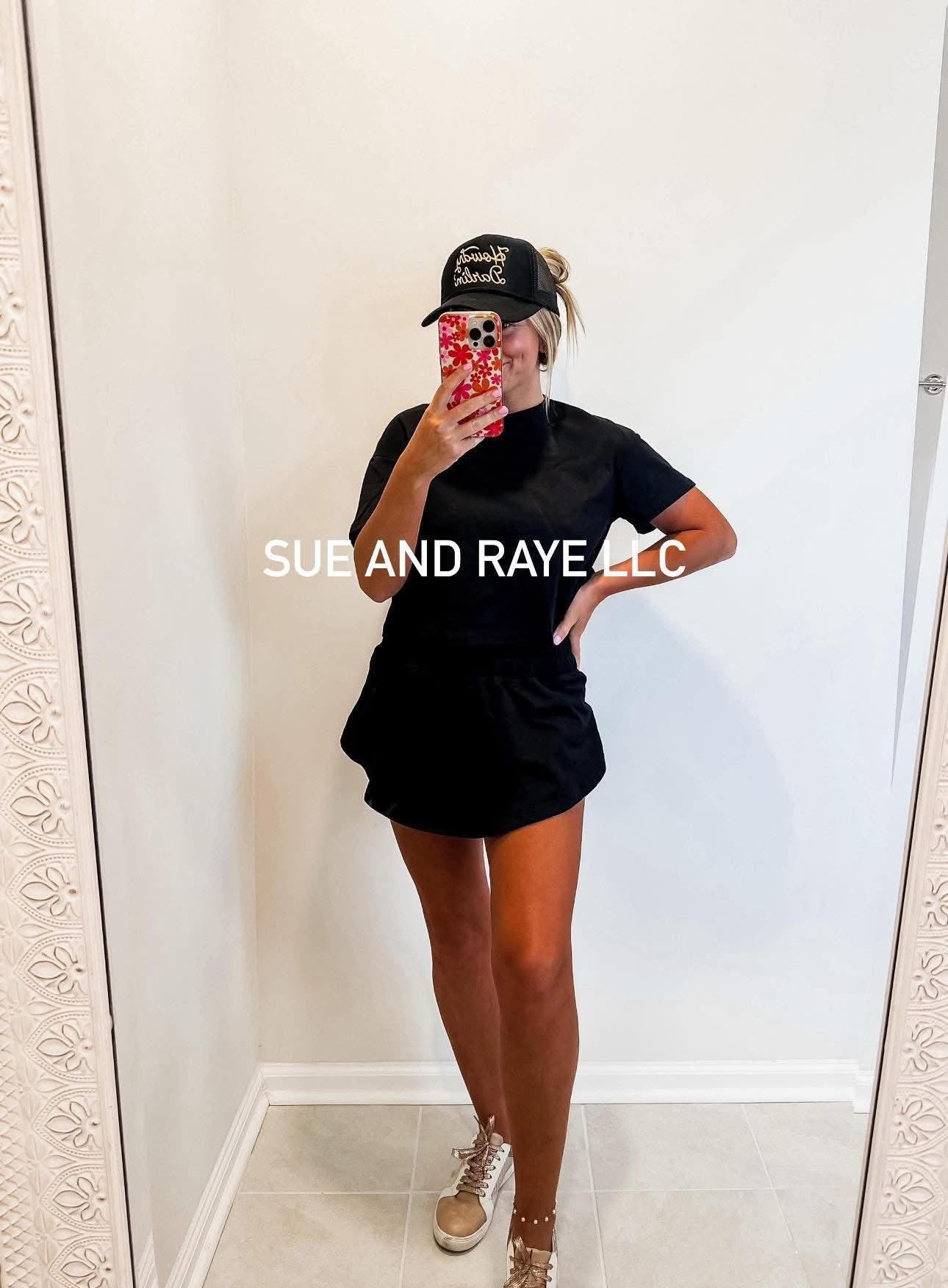Cropped Skort Set - Black - XL ONLY