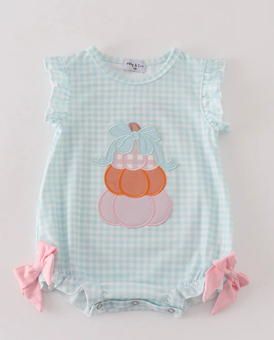 Turquoise Plaid Pumpkin Trio Bubble